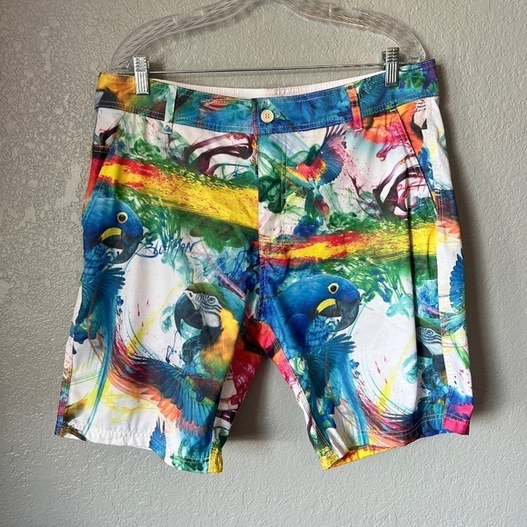 Blueman 48 swim trunks colorful, fun parrot watercolor print - Picture 1 of 10